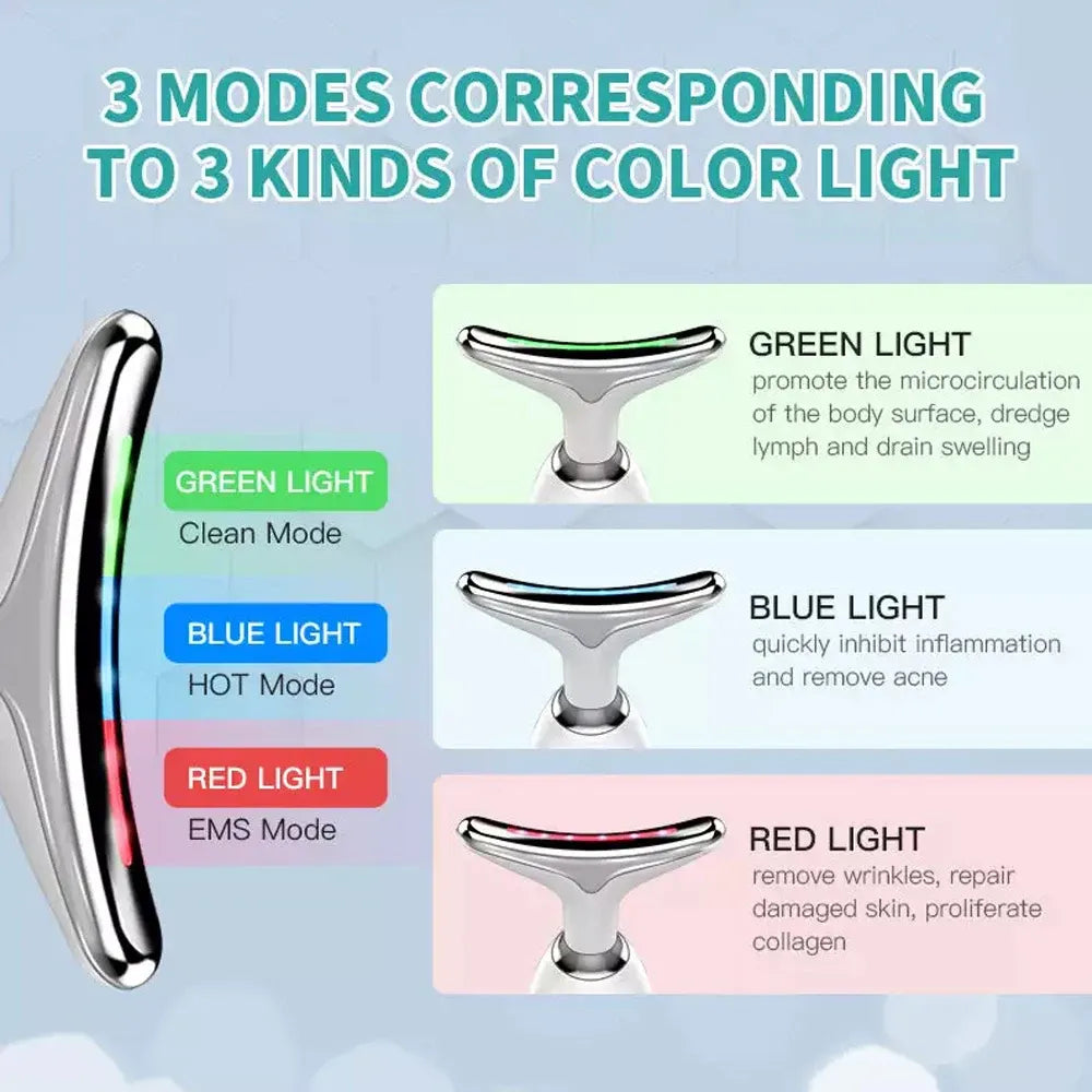 Neck Face Massager Skin Care Facial Massage Device with 3 Color Modes for Skin Rejuvenation Face Sculpting Tool for Double Chin