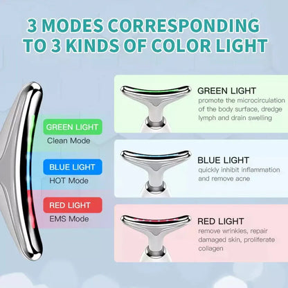 Neck Face Massager Skin Care Facial Massage Device with 3 Color Modes for Skin Rejuvenation Face Sculpting Tool for Double Chin