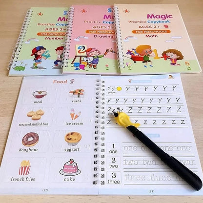 Magic Handwriting Practice Copybook(4 BOOKS) , Magic Book For Montessori children Tracing Handwriting | First Learning Books for Kids